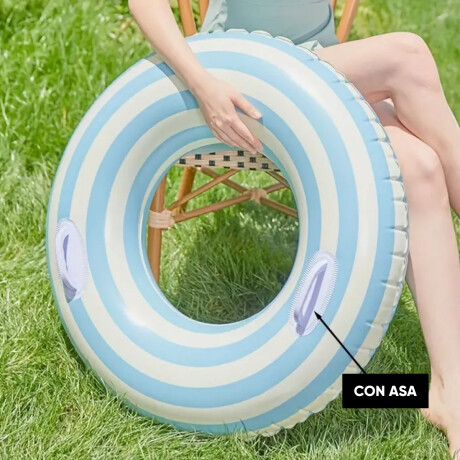 Flotador inflable rodondo a rayas Celeste