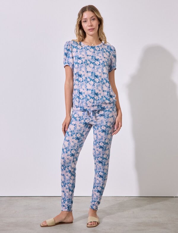 Set Pijama Remera & Pantalon MULTI/CELESTE