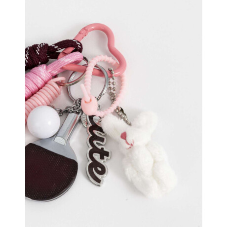 Llavero Y Charm De Conejito De Plush Rojo Burdeaux