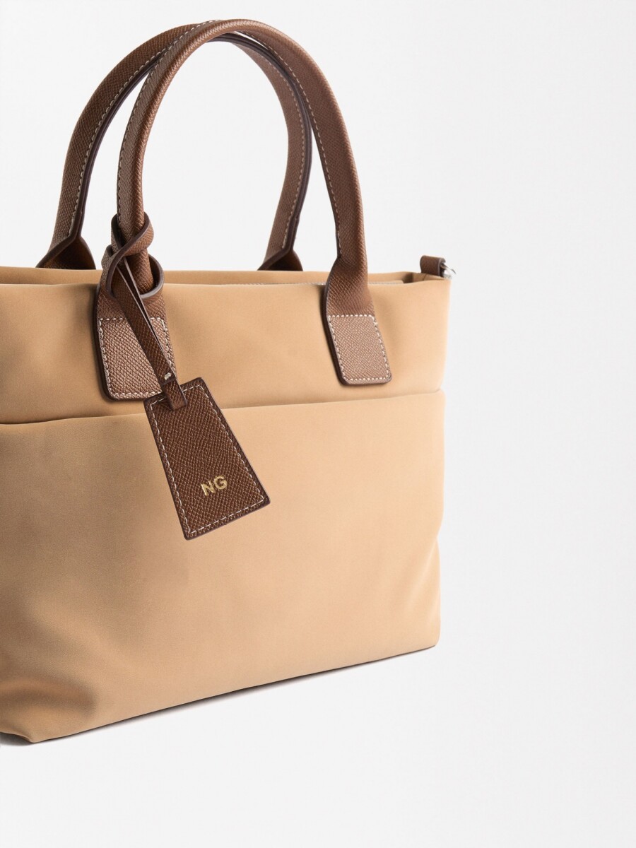 Bolso Tote Con Textura Suave L taupe