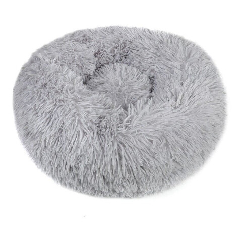 Cama Para Gato Cucha Puff Peluda Cómoda 50 Cm Mascota Variante Color Gris Claro