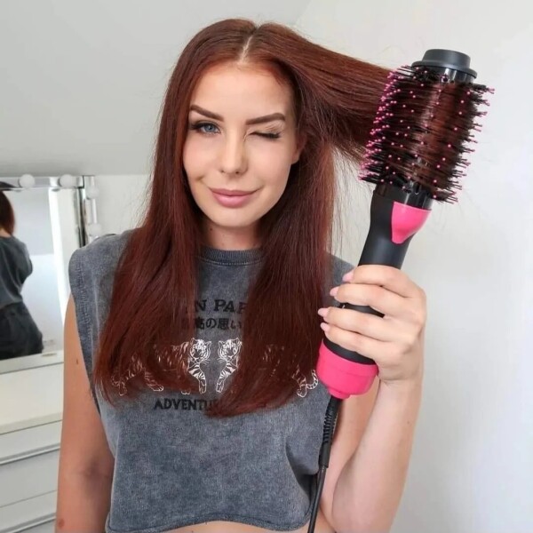 Cepillo Alisador Secador 360º Brushing Peine Anti Frizz Variante Color Rosa Negro