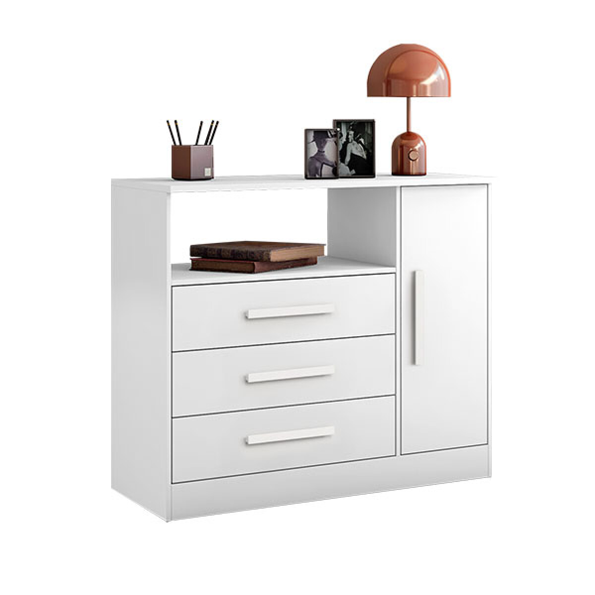 Comoda Multiuso 1 Puerta 3 Cajones NT5075 Notavel Blanco New 