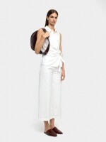 Pantalón Con Bordado 100% Algodón blanco