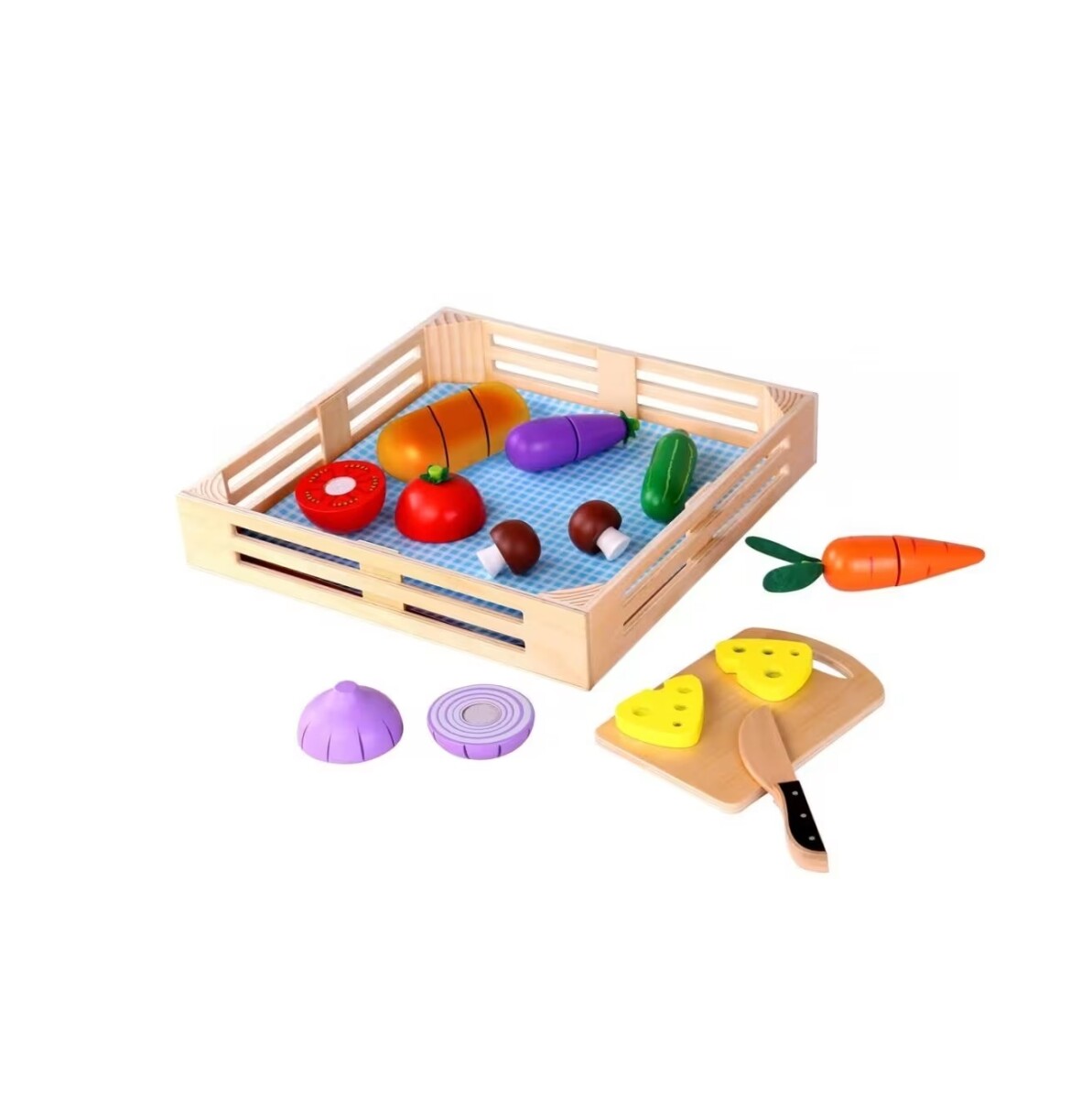 Set de Cocina Tooky Toy: Cortando Vegetales de Madera 
