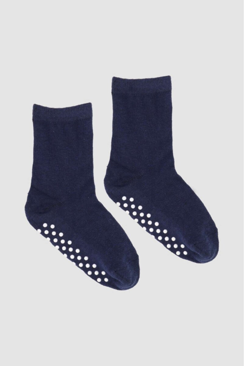 Medias lisas con antideslizante - Azul 