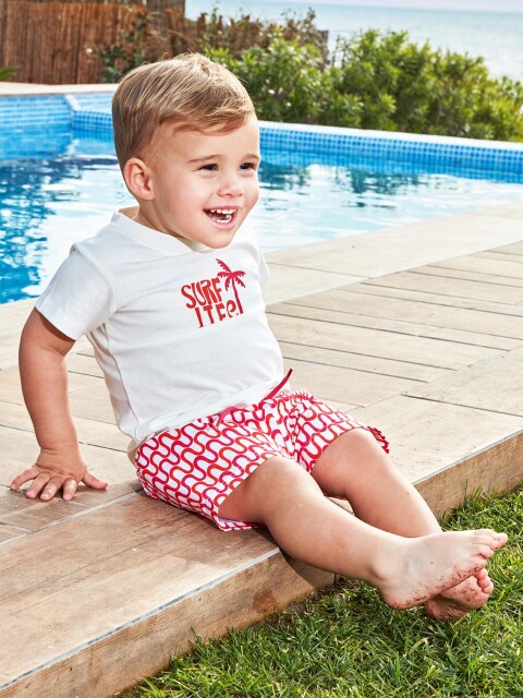 Camiseta Estampado Surf Life Blanco