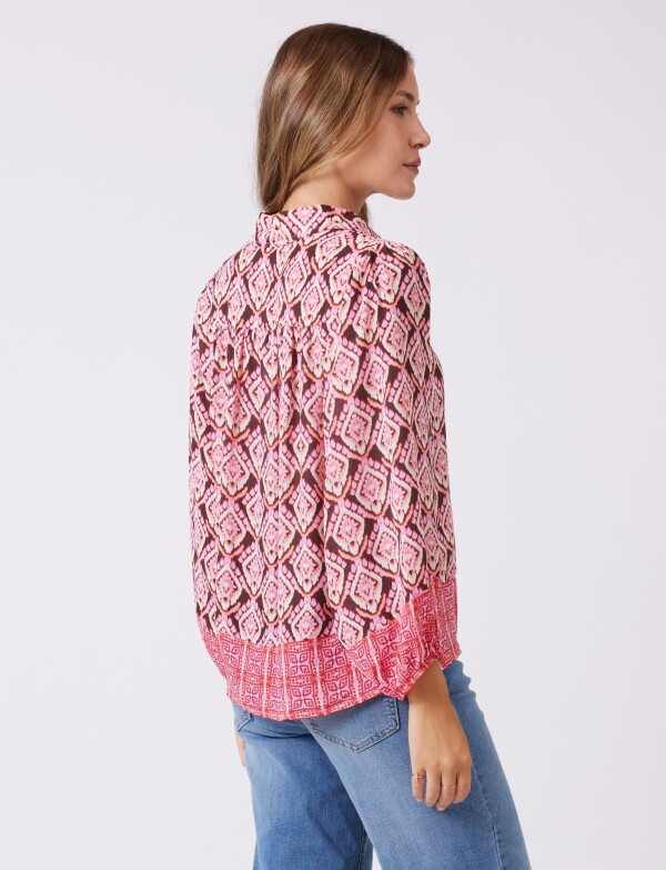 Camisa Gasa Print MULTI/ROSA