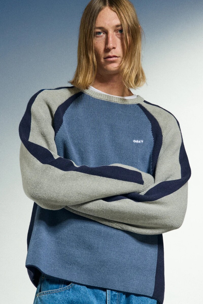 RAGLAN CREW NECK SWEATER Azul