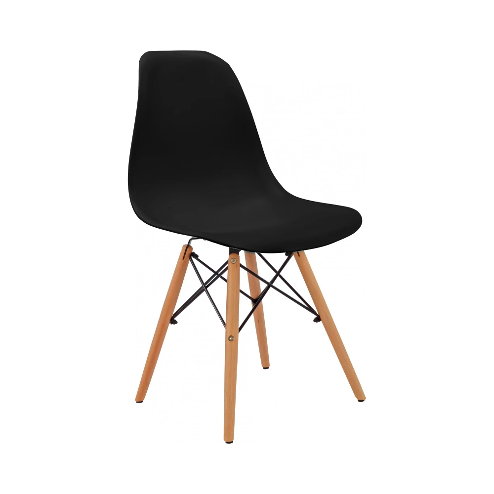 SILLA DE COMEDOR POLIPROPILENO-Y-MADERA NEGRO ESTILO EAMES