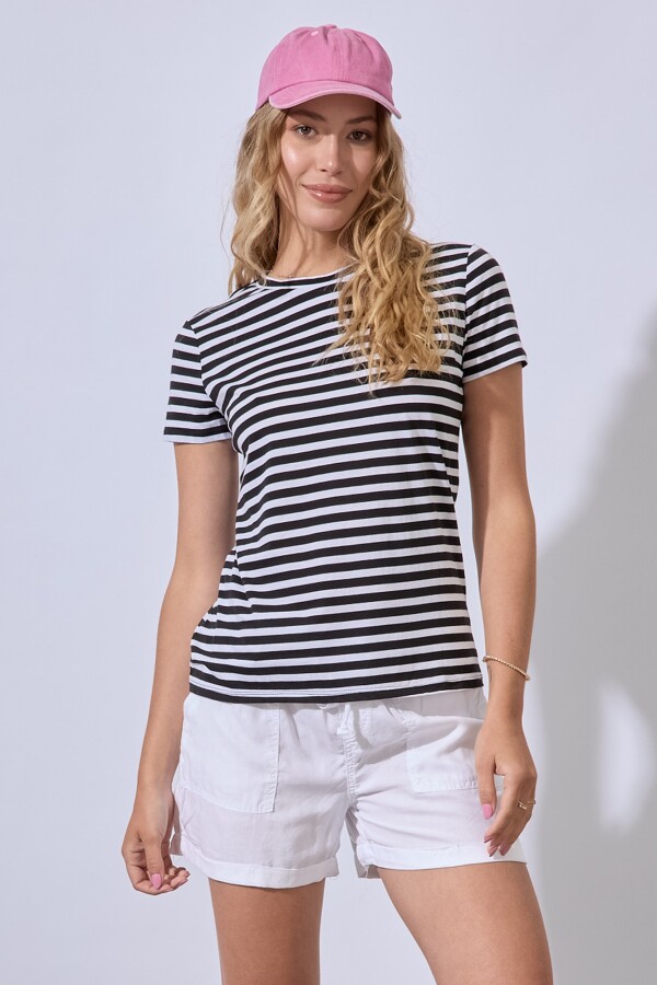 Remera Pima Cotton BLANCO/NEGRO