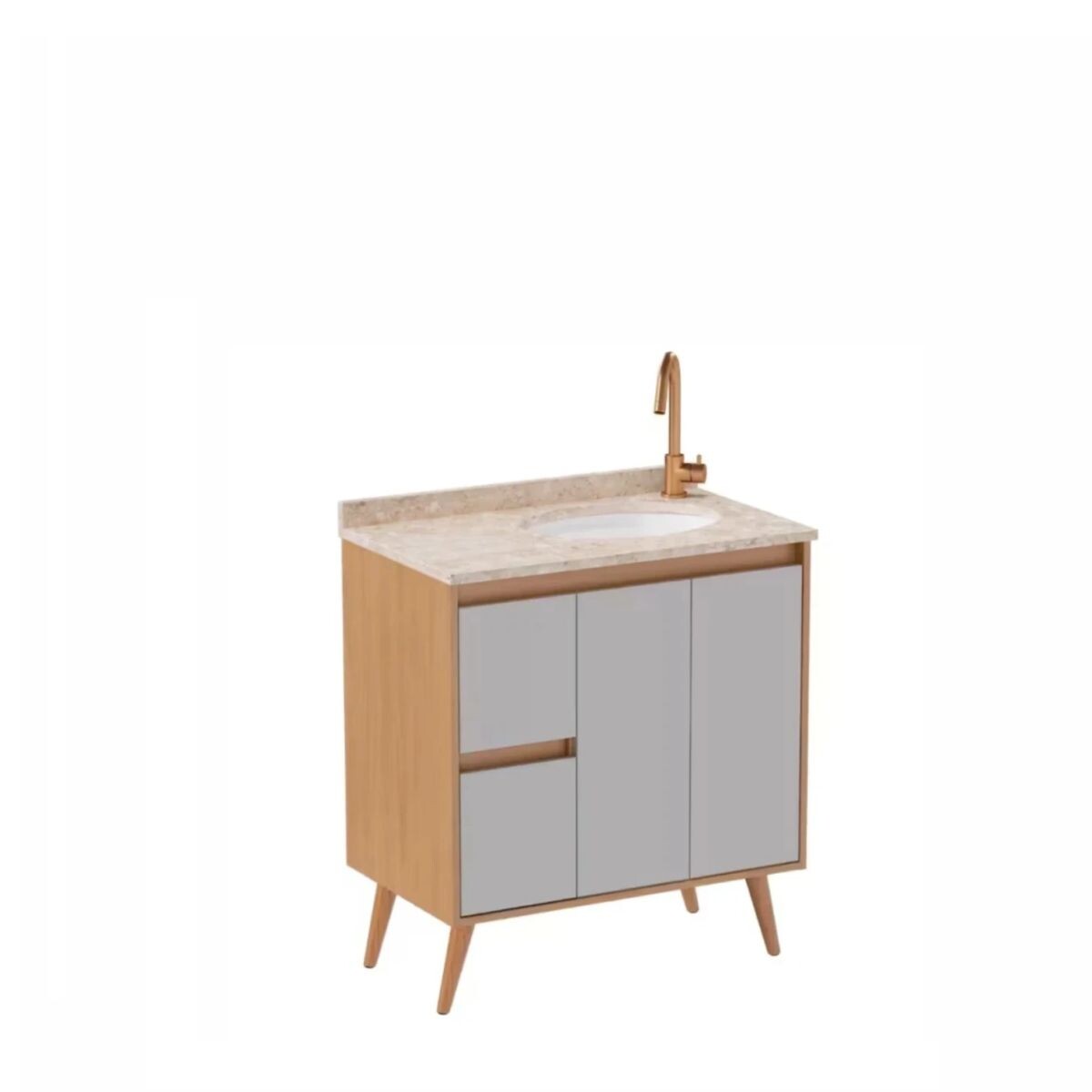 Mueble De Baño De Pie Danubio Nude 80 Cm Mesada Granito Con Lavatorio Incorporado 