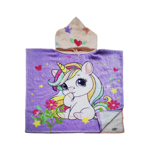 Bata Poncho Infantil Varios Diseños 100% Algodón 60 x 60 cm Unicornio