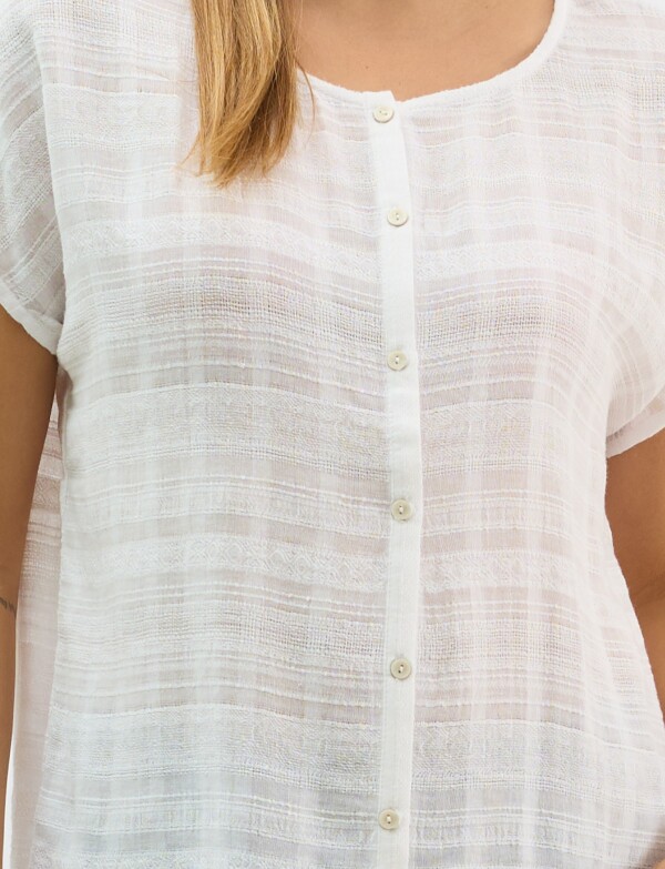 Blusa Fluida De Algodón Texturizado BLANCO