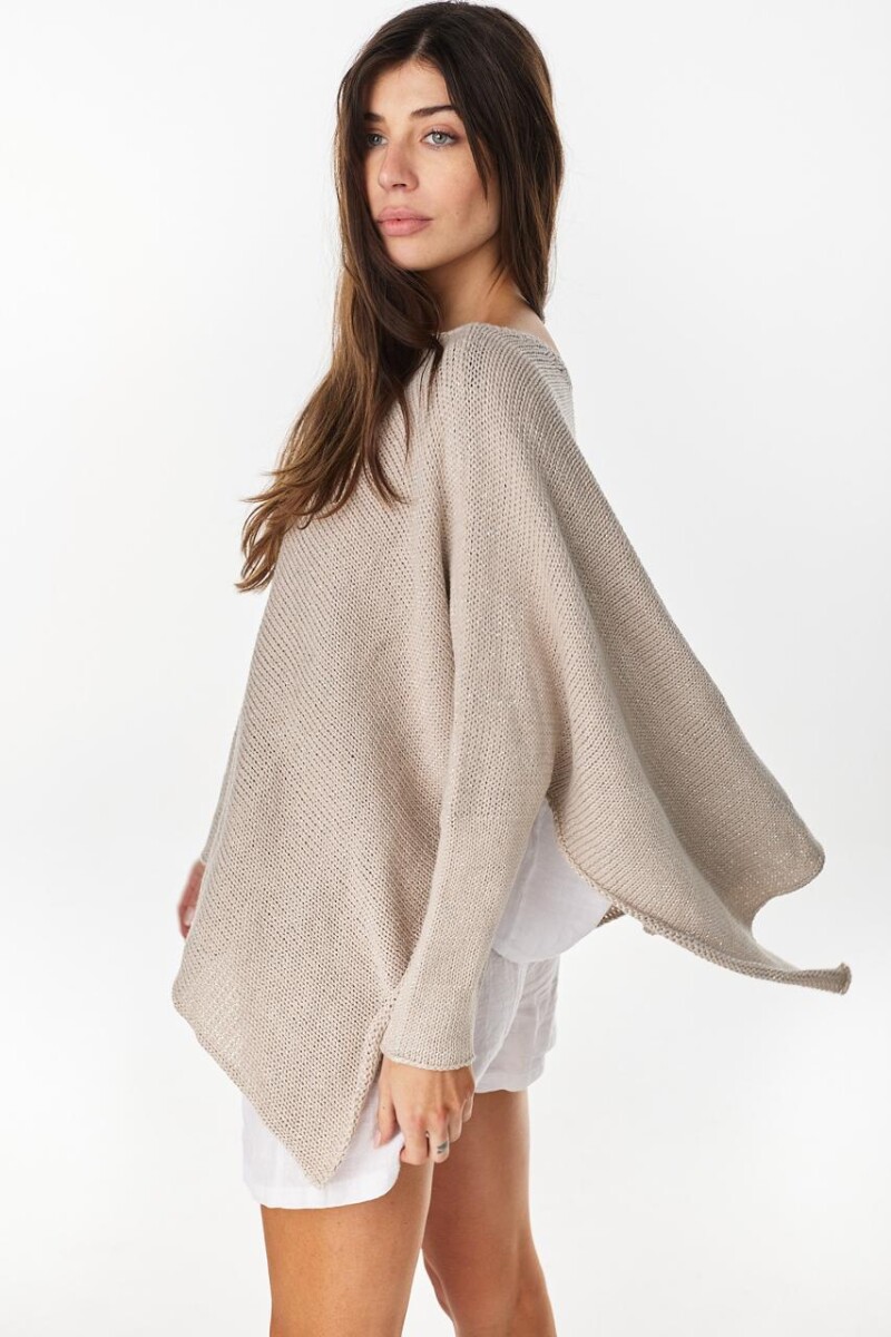 Poncho Misuna Vison Lurex Plata