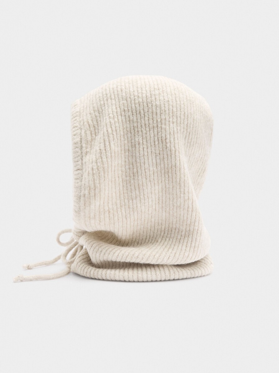 Balaclava De Punto Con Tiras - crudo 