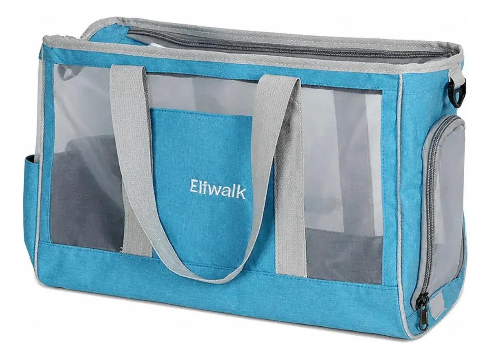 Bolso Transportador De Mascotas Ventilado Y Seguro - CELESTE 