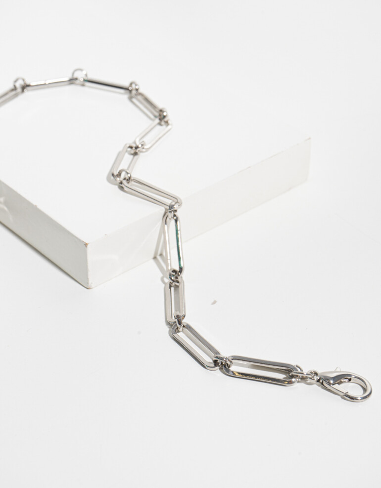 Collares Cortos Metal Collar De Eslabones Mix And Match - Plateado