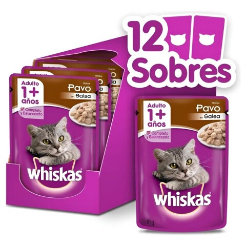 WHISKAS EN SALSA CAJA 12 UNIDADES PAVO
