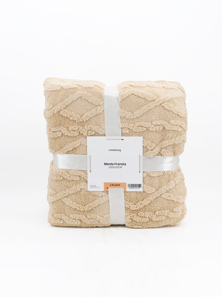 FLANNEL TRAMA ROMBOS 2 PLAZAS NATURAL