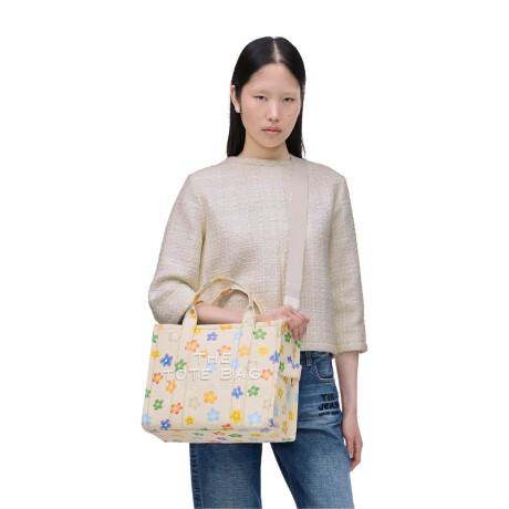MARC JACOBS - THE WILD DAISY CANVAS MEDIUM TOTE BAG Blanco