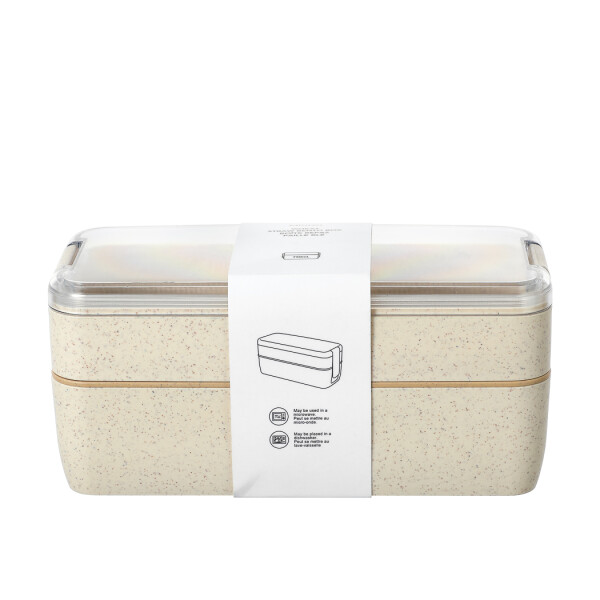 Bento box 1000ml con cubiertos beige