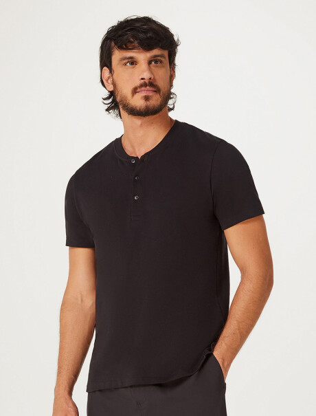 CAMISETA BÁSICA DE BOTONES NEGRO