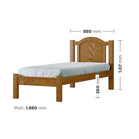 CAMA 1PL SSL GRECIA c/Respaldo Alto Madera Sin color