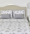 Juego Sábanas 1 Plaza Pilar Estampadas 200 Hilos 100% Algodón Flor Gris