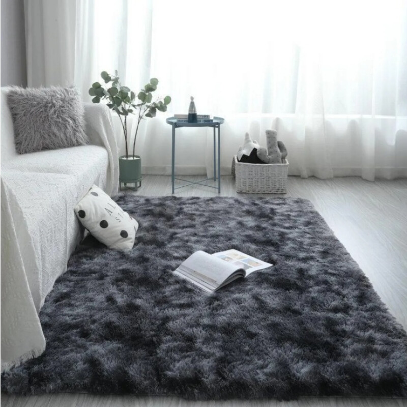 Alfombra Tapete Shaggy Peluda 150 X 200cm Pelo Alto Gris Oscuro