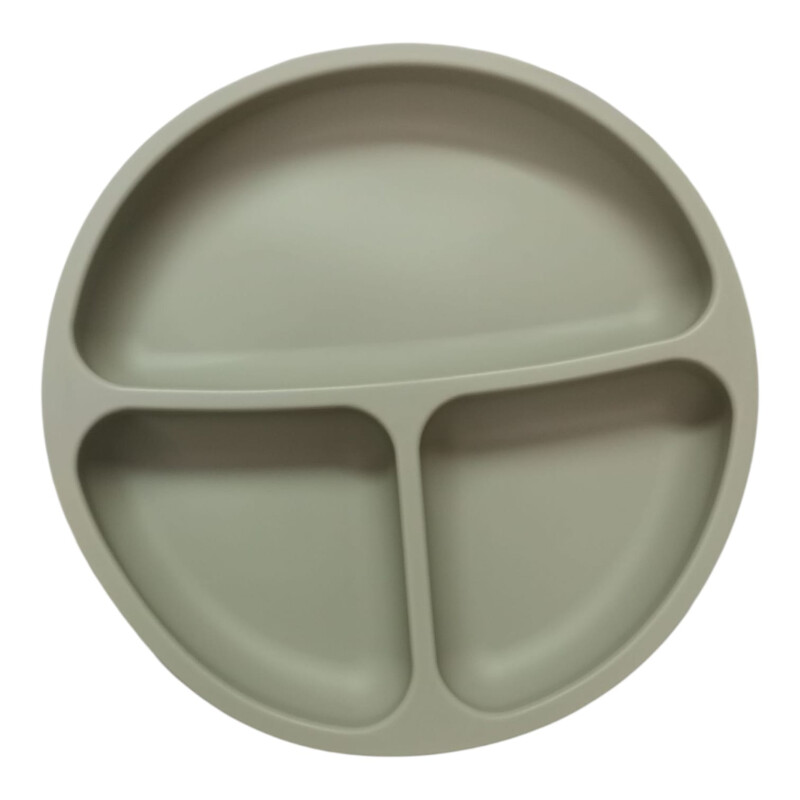 Plato Redondo de Silicona con Divisiones Gris