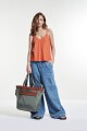 Bolso tote combinado verde oliva