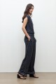 Pantalon palazzo estampa Paisley azul marino