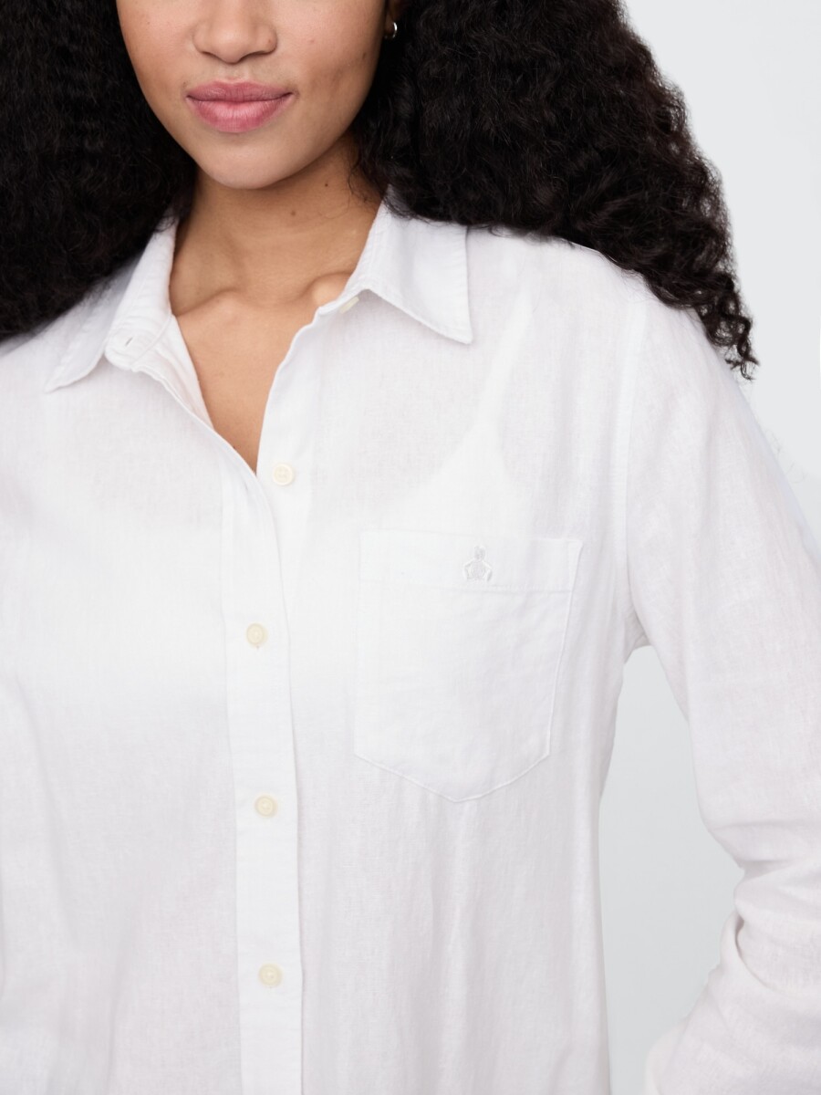 V-IE BRANNAN LINEN EASY SHIRT - Optic White V6 