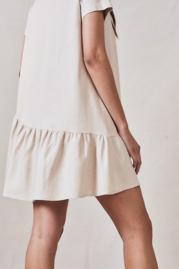 Vestido Con Lino Beige