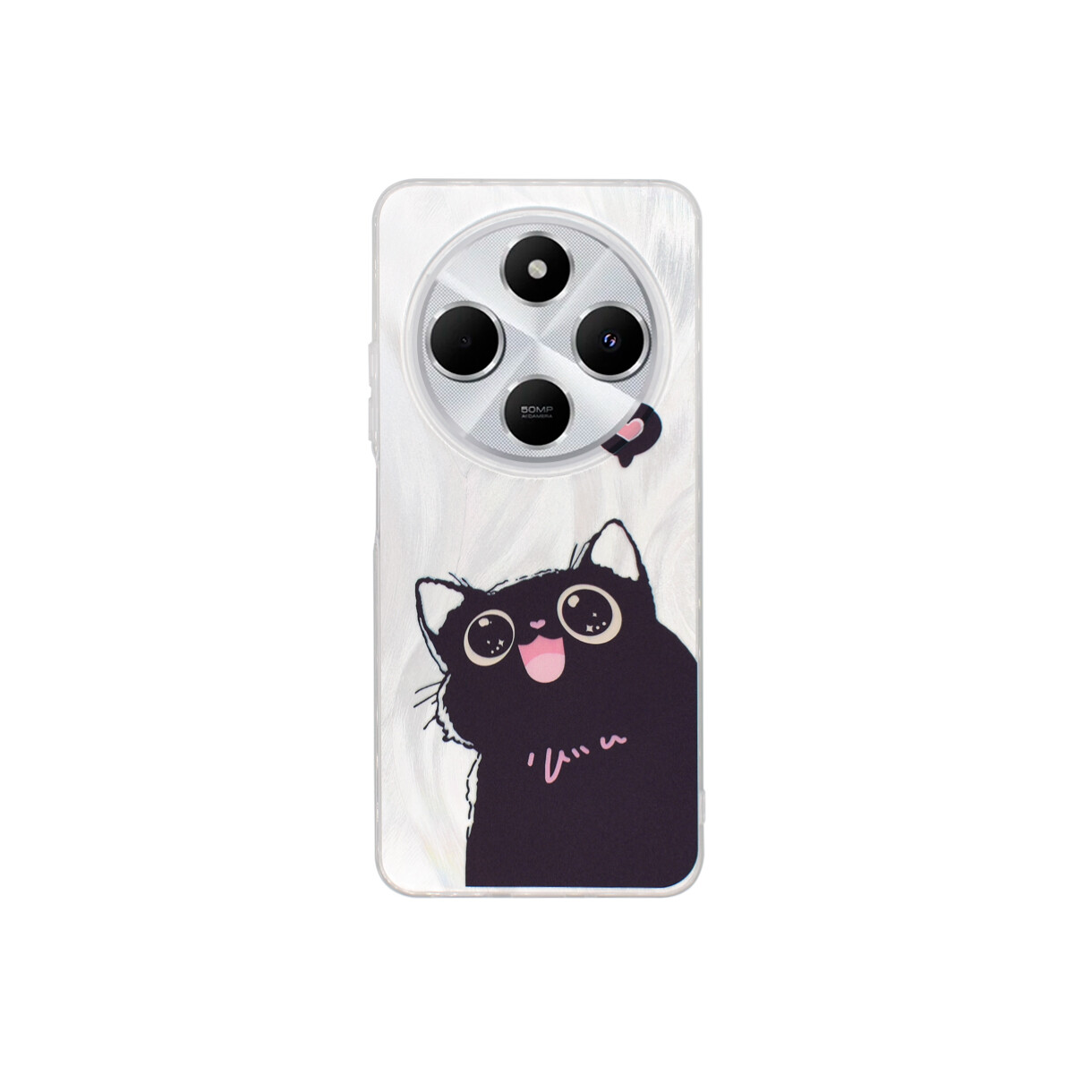 Protector para Xiaomi Redmi 14C plateado diseño gato animado 