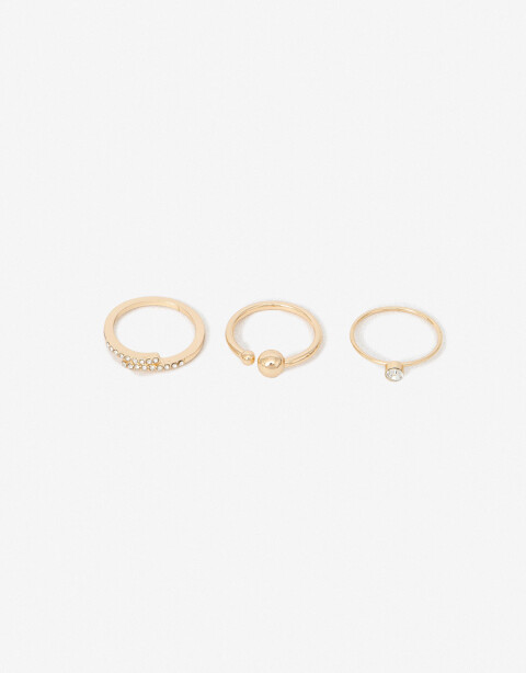 Sets Anillos Strass Set De Anillos Con Strass - Dorado