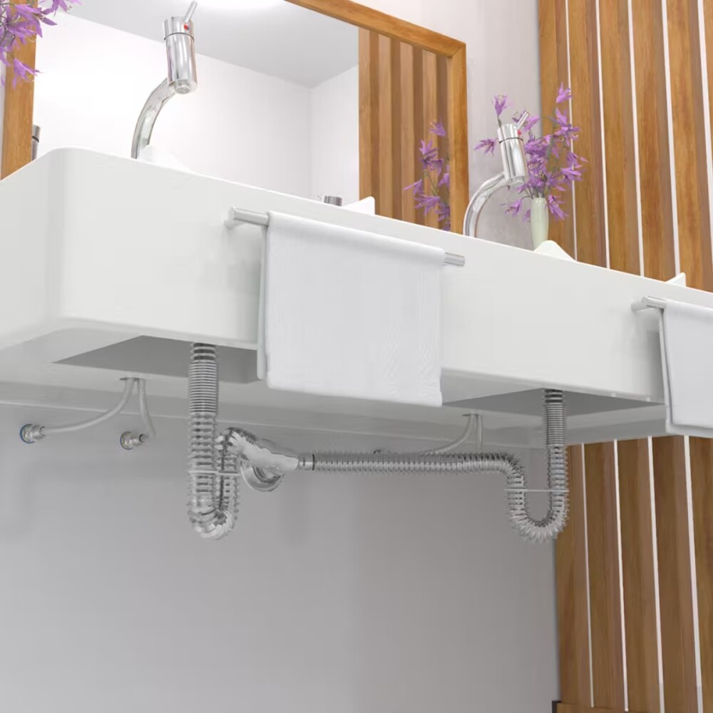 Sifón extensible cromado doble Blukit Sifón Extensible Cromado Doble Blukit