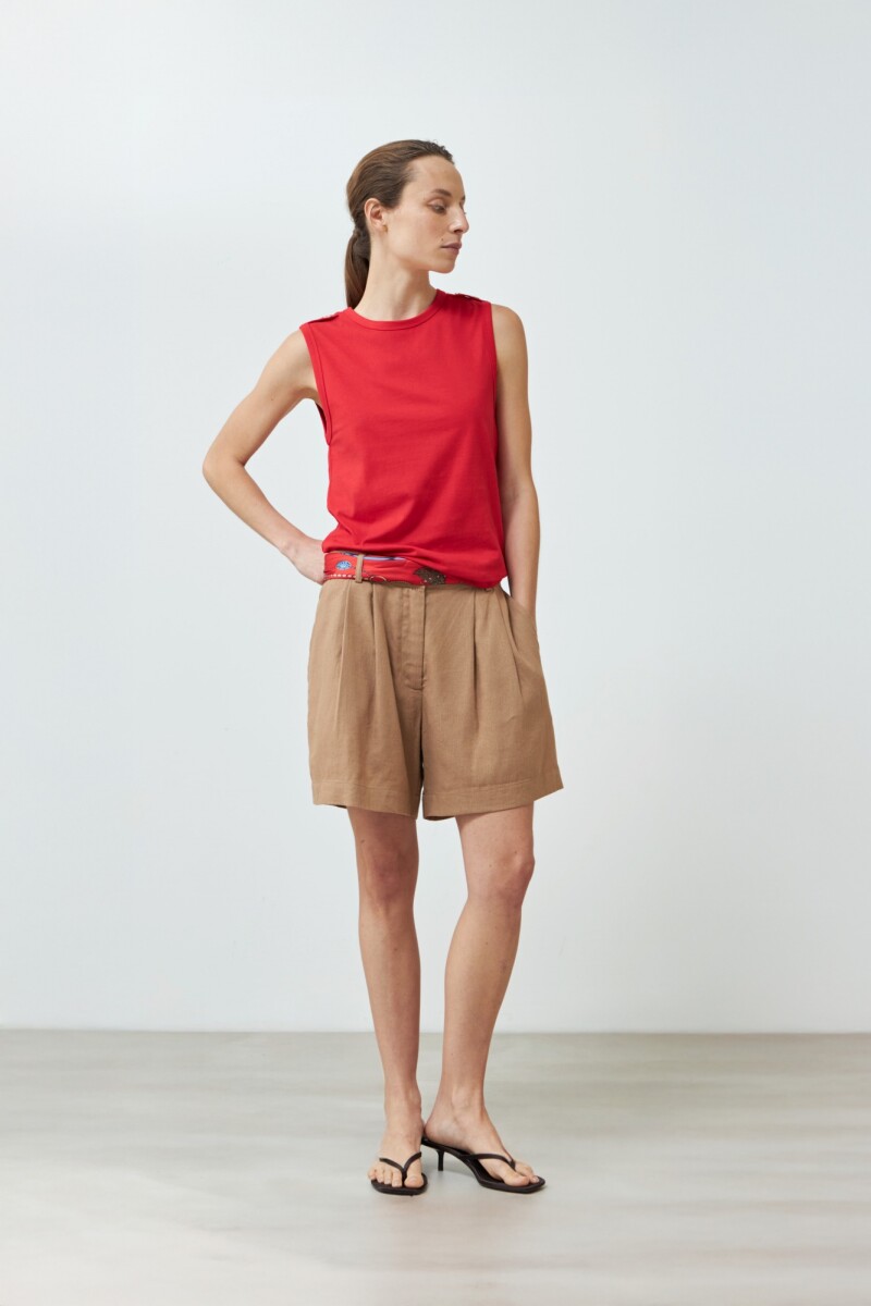 Musculosa con botones en hombros - rojo 