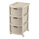 Cajonero Rimax Plastico Rattán 3 cajones, estante y ruedas Beige