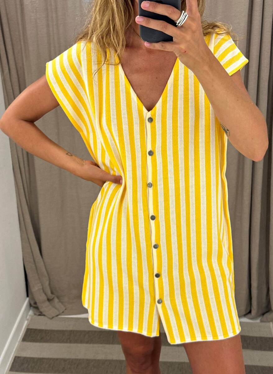 Vestido Libre - Blanco/Amarillo 