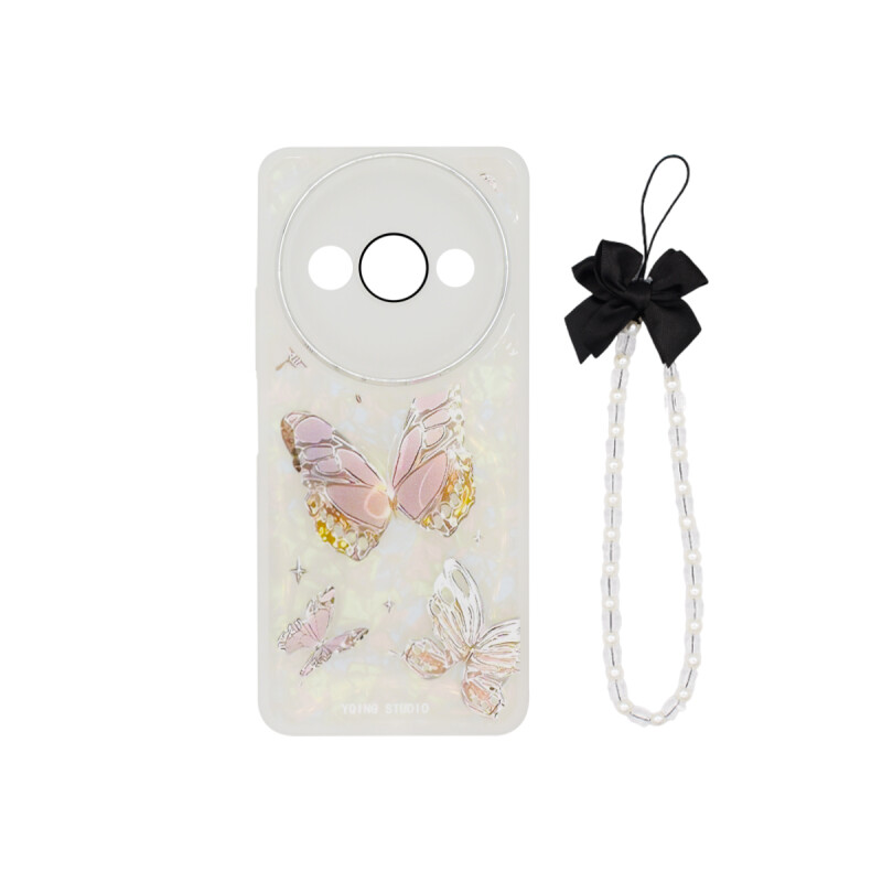 Protector para Xiaomi Redmi A3 diseño mariposas + correa Protector Para Xiaomi Redmi A3 Diseño Mariposas + Correa