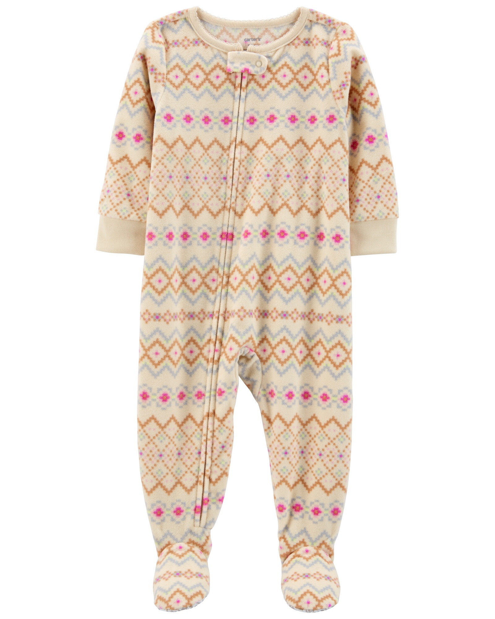 Pijama una pieza de micropolar con pie, estampado Sin color