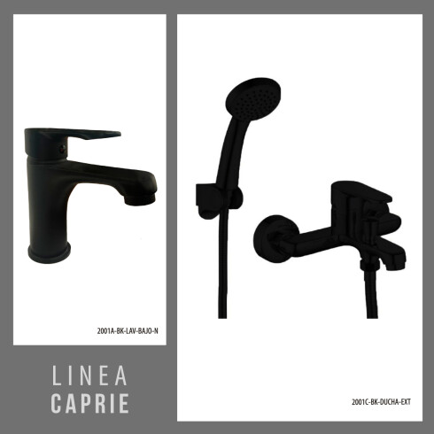 Juego De Griferia Incluye Ducha Exterior Y Lavatorio Bajo En Color Negro 000