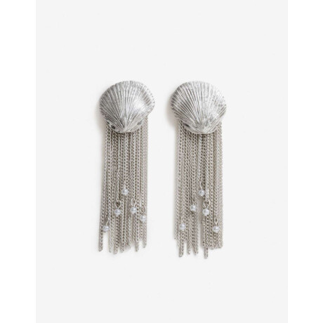 Aros Largos Caracoles Y Perlas Plateado Plata Mate