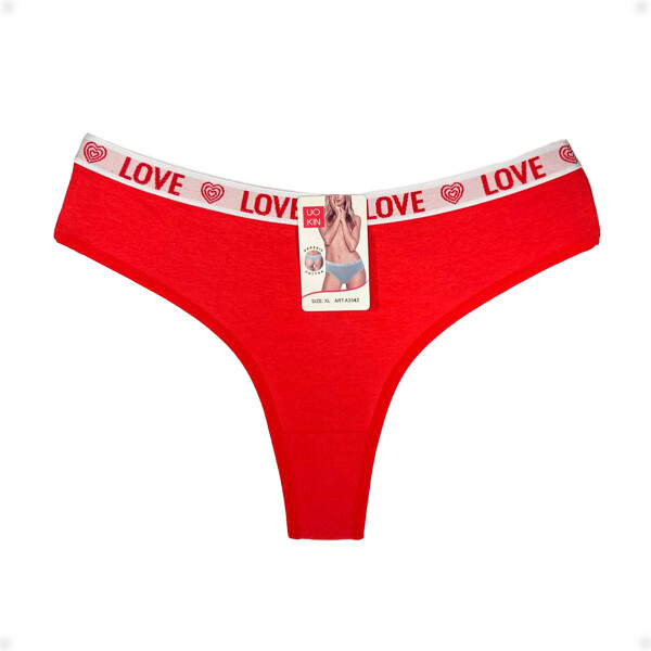 Tanga Colaless Love De Algodón Rojo