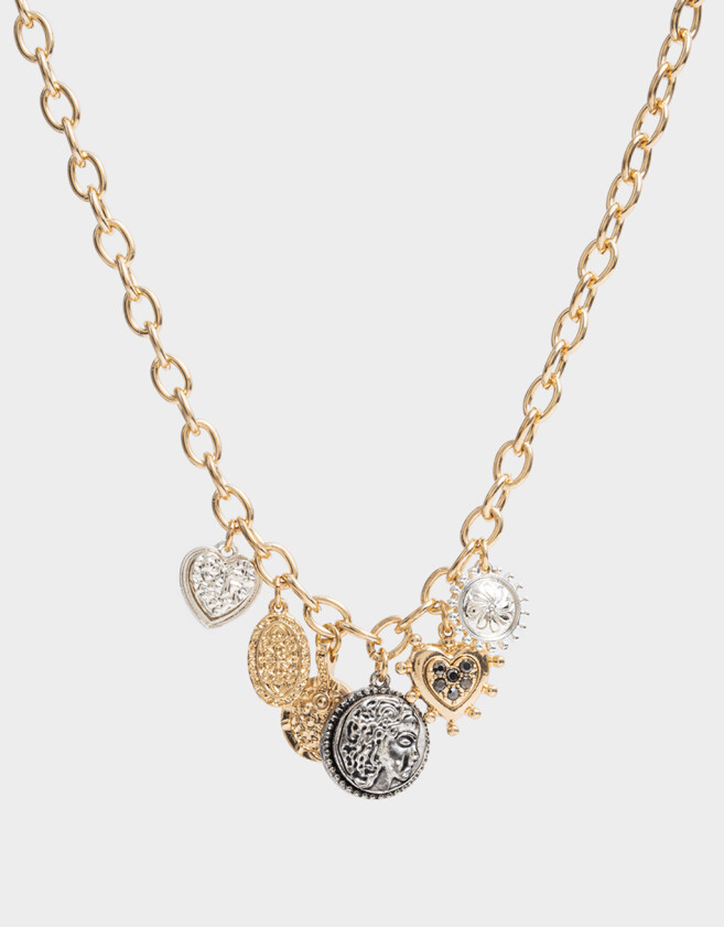 Collares Cortos Metal diferenciado Collar Corto Multi Dijes De Medallones - Dorado Burnish Gold