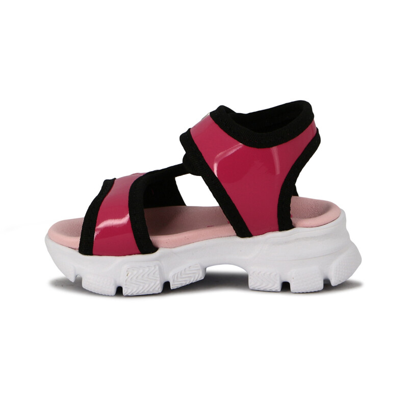 Molekinha Sandalia Tira Ancha Y Tira C/velcro Negro-fucsia