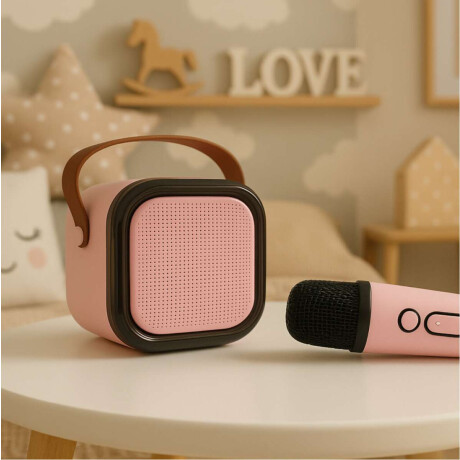 Parlante con luz y microfono karaoke Rosa