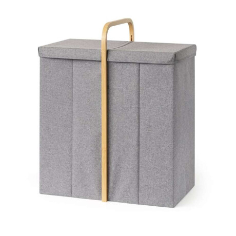 Cesto De Ropa 2 Comp 50X36X65Cm Ext Tela Gris
